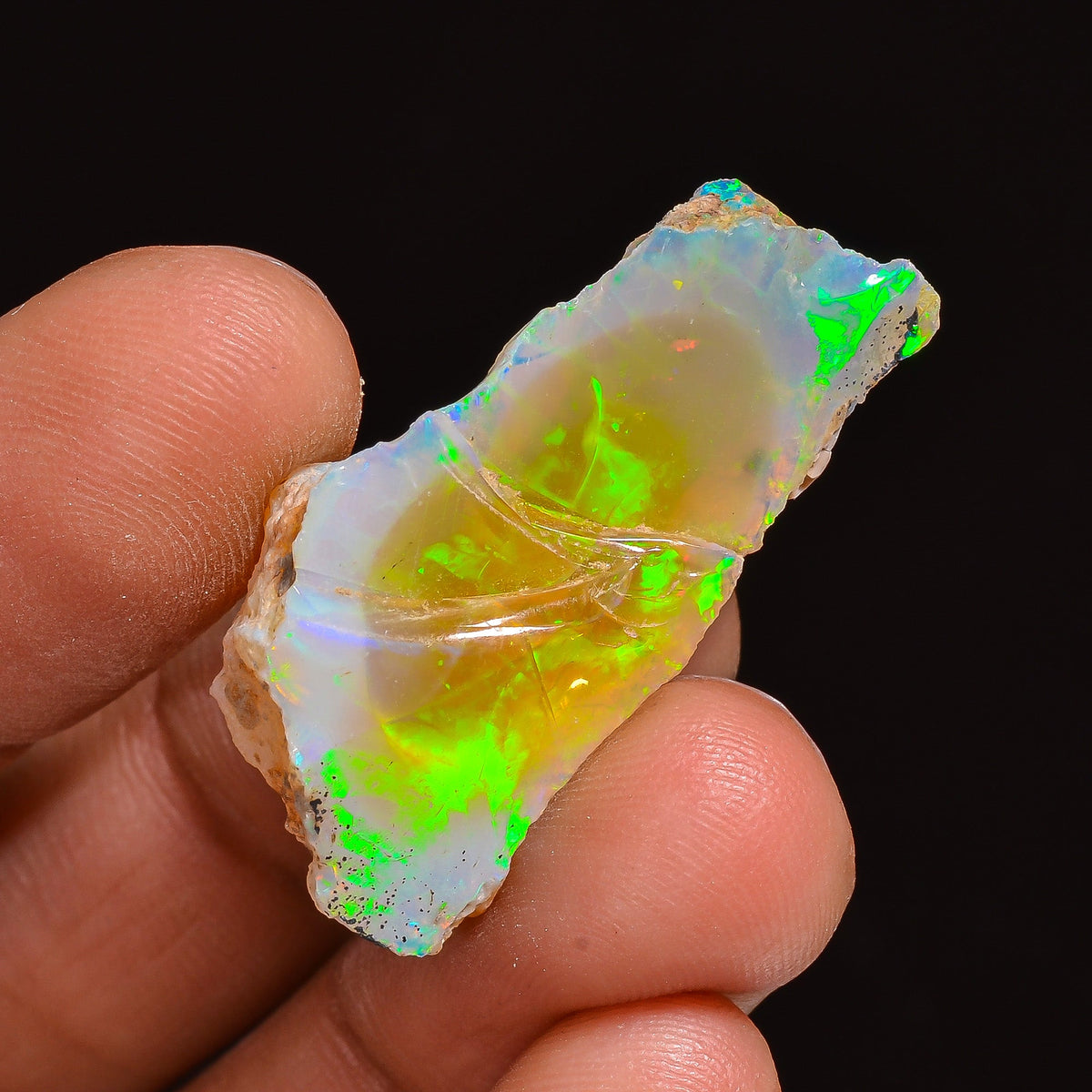 Exclusive Top Grade Quality 100% Natural Welo Fire Ethiopian Opal Fancy Rough Loose Gemstone For Making Jewelry 30X14X11 MM 20.00 Cts KR63-8 Sunkarton
