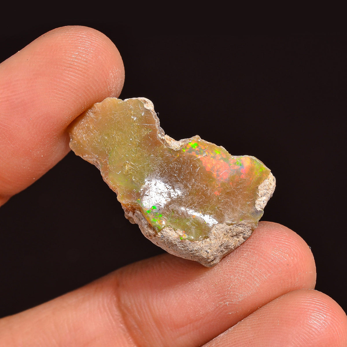 Marvellous Top Grade Quality 100% Natural Welo Fire Ethiopian Opal Fancy Rough Loose Gemstone For Making Jewelry 26X15X7MM 10.50 Cts KR63-90 Sunkarton