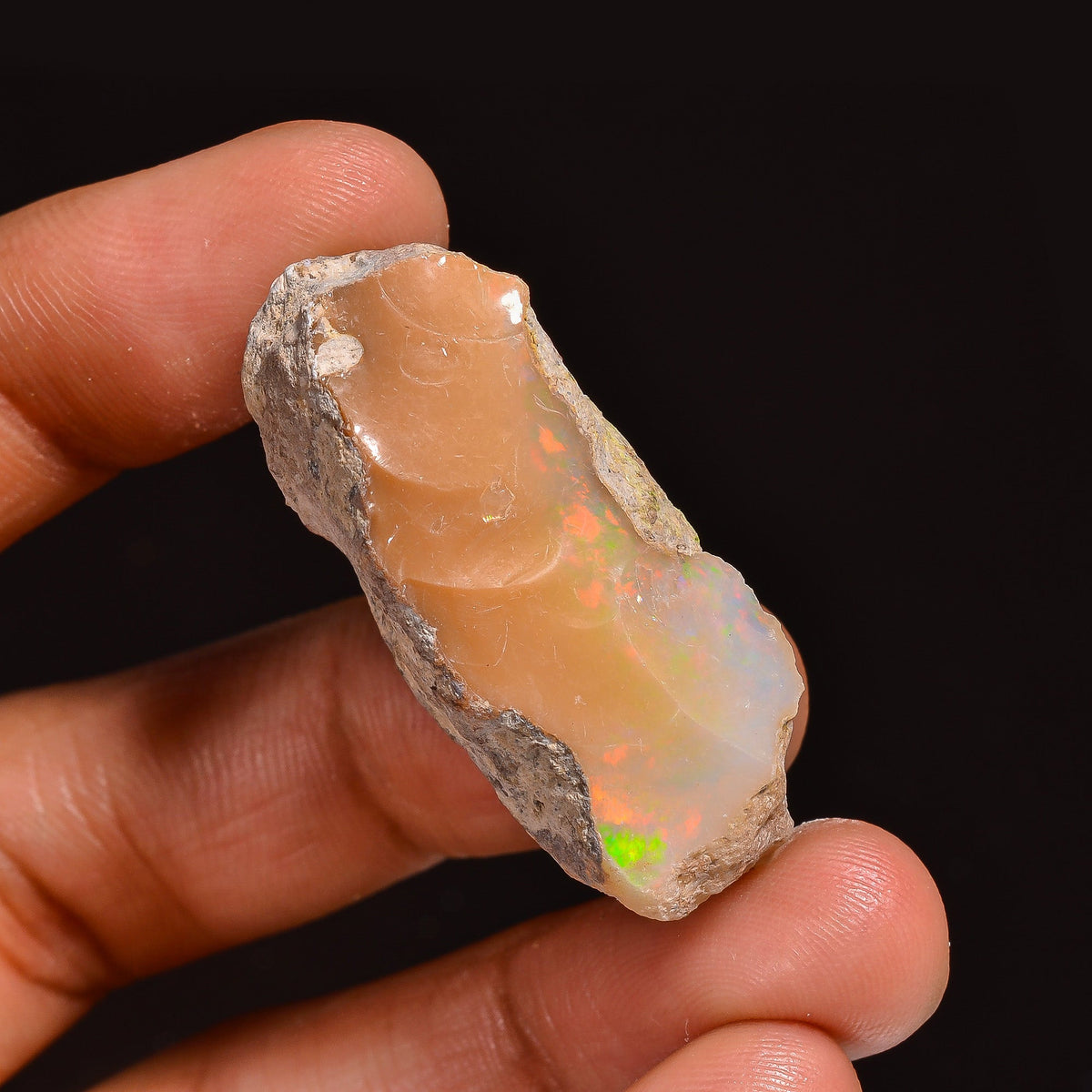 Splendid Top Grade Quality 100% Natural Welo Fire Ethiopian Opal Fancy Rough Loose Gemstone For Making Jewelry 36X17X14 MM 43.50 Cts KR63-93 Sunkarton