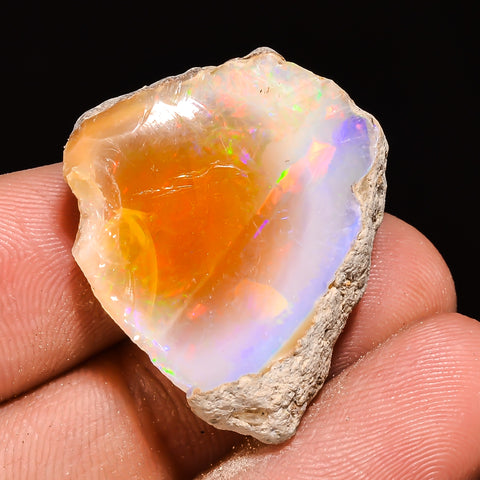 100% Natural Welo Fire Ethiopian Opal Rough Loose Gemstone 27X22X10 MM 28.5 Cts. Sunkarton