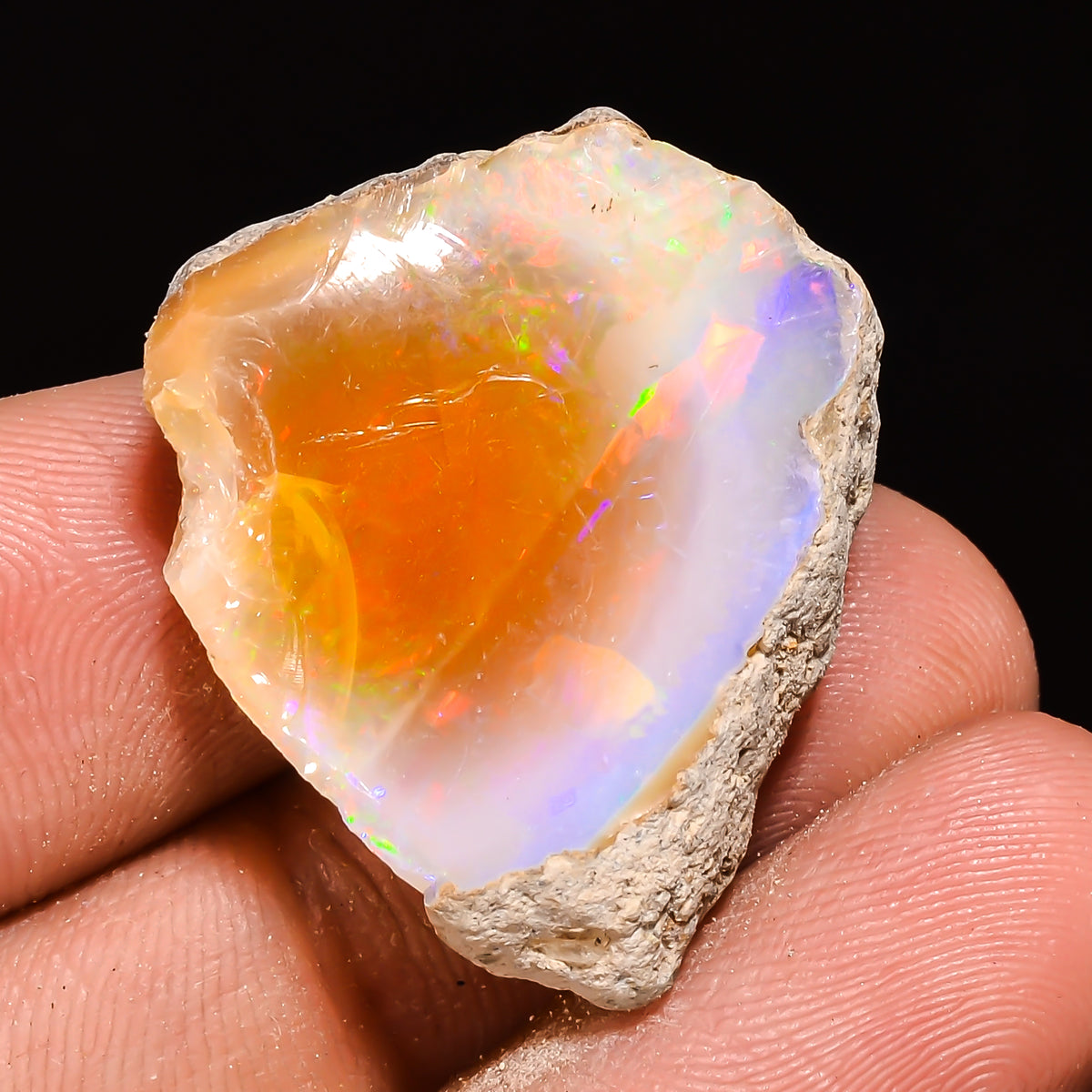 100% Natural Welo Fire Ethiopian Opal Rough Loose Gemstone 27X22X10 MM 28.5 Cts. Sunkarton