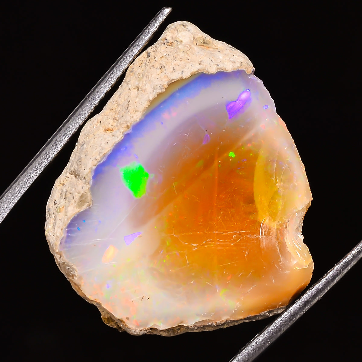 100% Natural Welo Fire Ethiopian Opal Rough Loose Gemstone 27X22X10 MM 28.5 Cts. Sunkarton