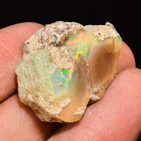 100% Natural Welo Fire Ethiopian Opal Rough Loose Gemstone 25X20X12 MM 28 Cts. Sunkarton
