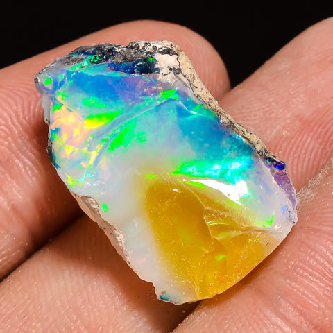 100% Natural Welo Fire Ethiopian Opal Rough Loose Gemstone 23X13X10 MM 16.5 Cts. Sunkarton