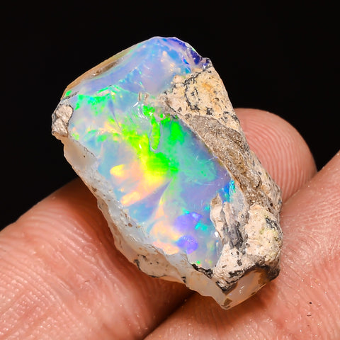 100% Natural Welo Fire Ethiopian Opal Rough Loose Gemstone 23X13X10 MM 16.5 Cts. Sunkarton