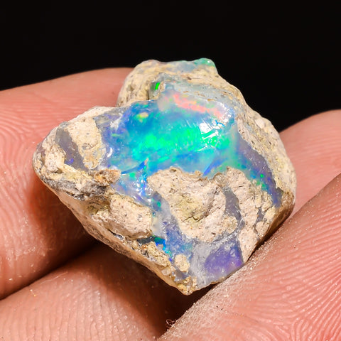 100% Natural Welo Fire Ethiopian Opal Rough Loose Gemstone 18X16X12 MM 14.5 Cts. Sunkarton