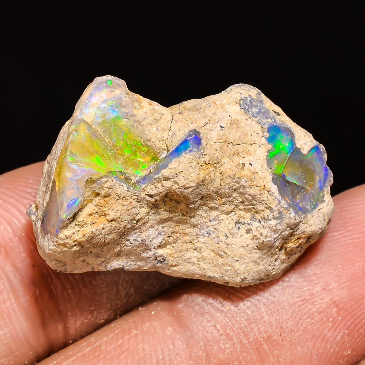 100% Natural Welo Fire Ethiopian Opal Rough Loose Gemstone 26X13X12 MM 21 Cts. Sunkarton