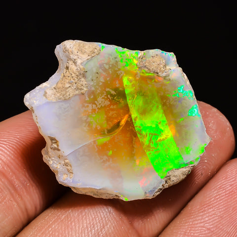 100% Natural Welo Fire Ethiopian Opal Rough Loose Gemstone 28X23X17 MM 40 Cts. Sunkarton