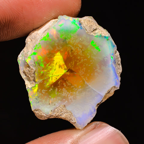 100% Natural Welo Fire Ethiopian Opal Rough Loose Gemstone 28X23X17 MM 40 Cts. Sunkarton