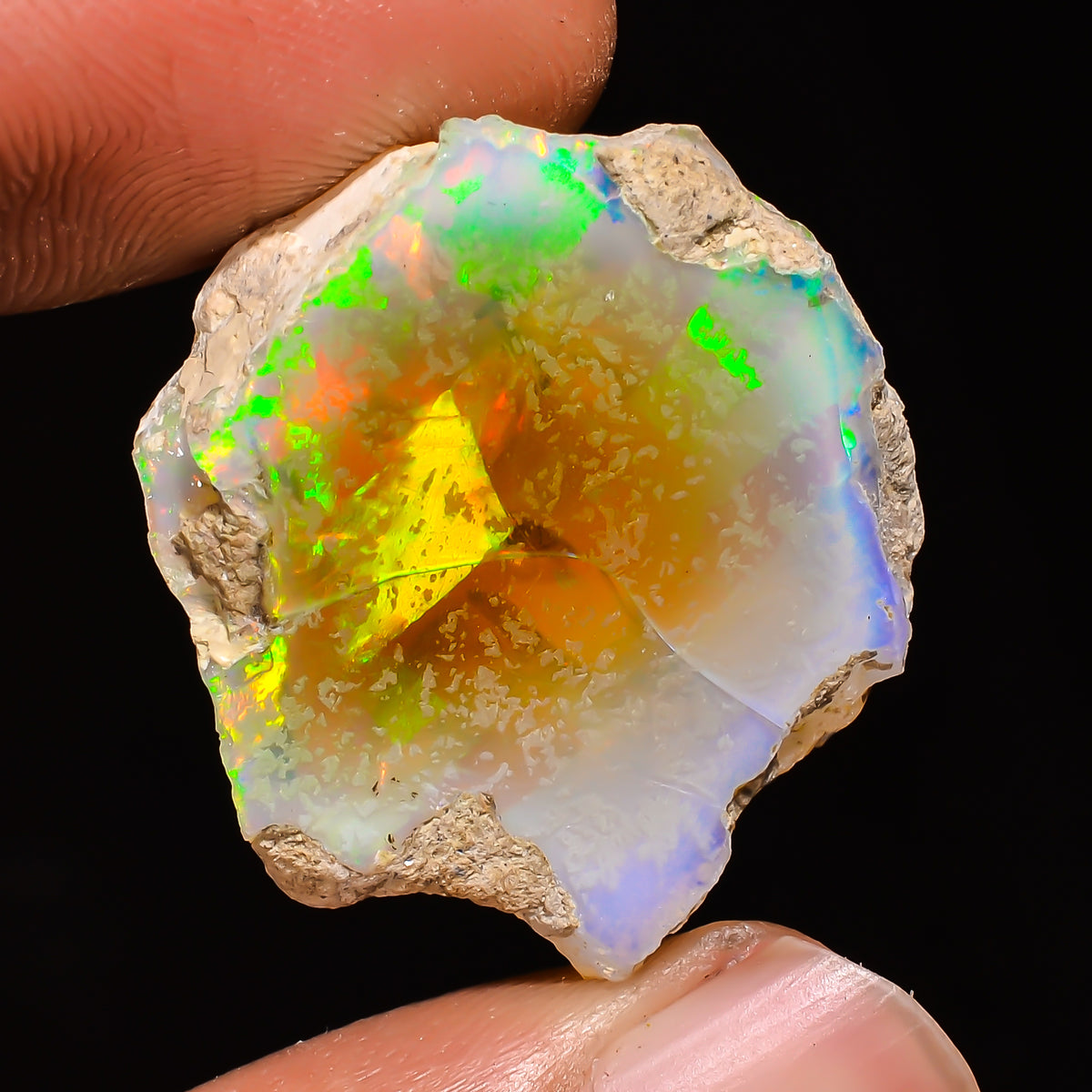 100% Natural Welo Fire Ethiopian Opal Rough Loose Gemstone 28X23X17 MM 40 Cts. Sunkarton