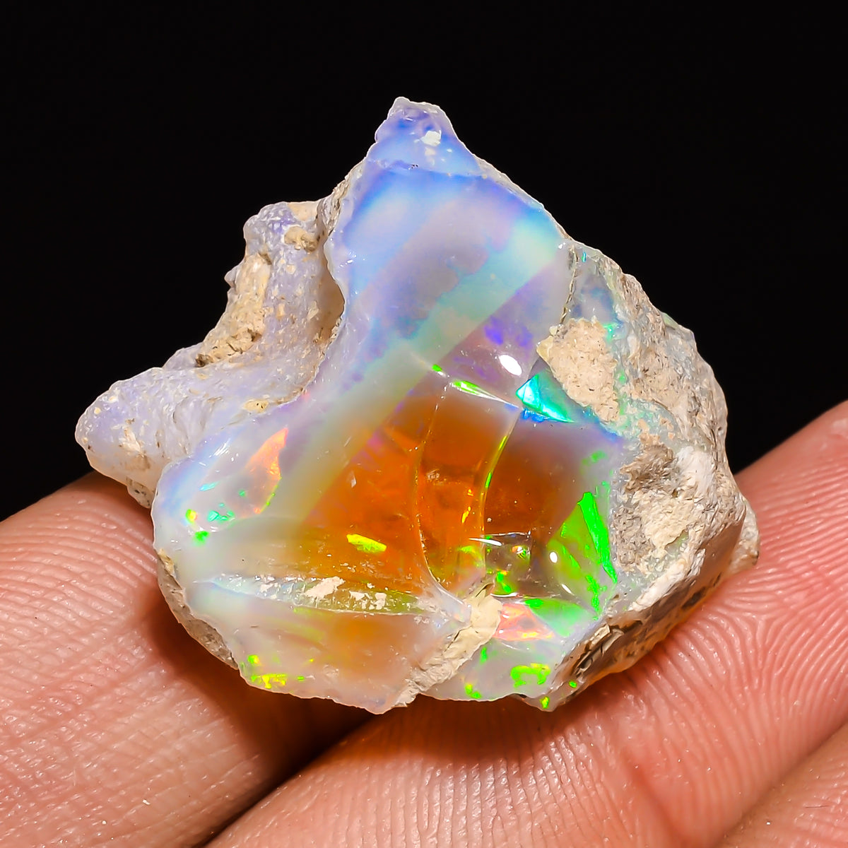 100% Natural Welo Fire Ethiopian Opal Rough Loose Gemstone 28X23X17 MM 40 Cts. Sunkarton