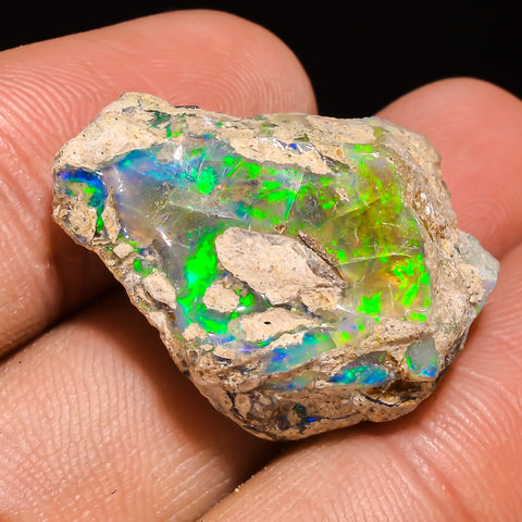 100% Natural Welo Fire Ethiopian Opal Rough Loose Gemstone 24X19X11 MM 22.5 Cts. Sunkarton