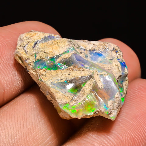 100% Natural Welo Fire Ethiopian Opal Rough Loose Gemstone 24X19X11 MM 22.5 Cts. Sunkarton