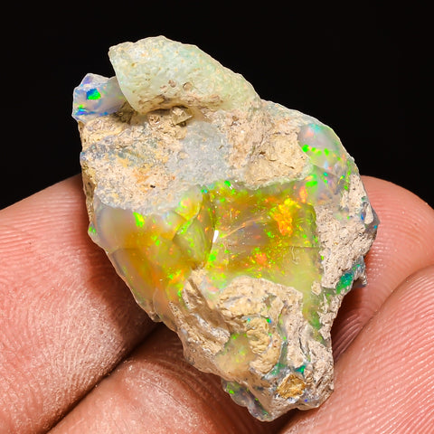 100% Natural Welo Fire Ethiopian Opal Rough Loose Gemstone 26X18X14 MM 23.5 Cts. Sunkarton
