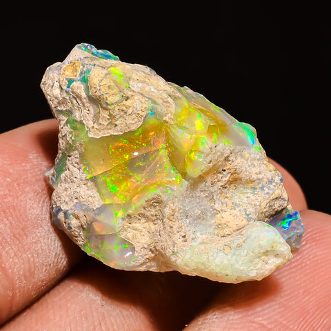 100% Natural Welo Fire Ethiopian Opal Rough Loose Gemstone 26X18X14 MM 23.5 Cts. Sunkarton