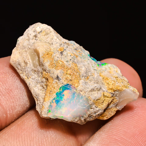 100% Natural Welo Fire Ethiopian Opal Rough Loose Gemstone 27X17X10 MM 19.5 Cts. Sunkarton