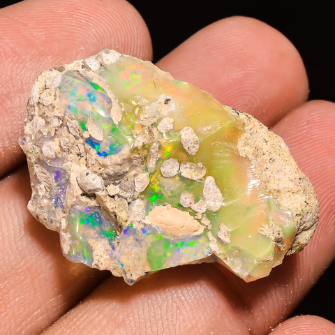100% Natural Welo Fire Ethiopian Opal Rough Loose Gemstone 29X20X10 MM 20 Cts. Sunkarton