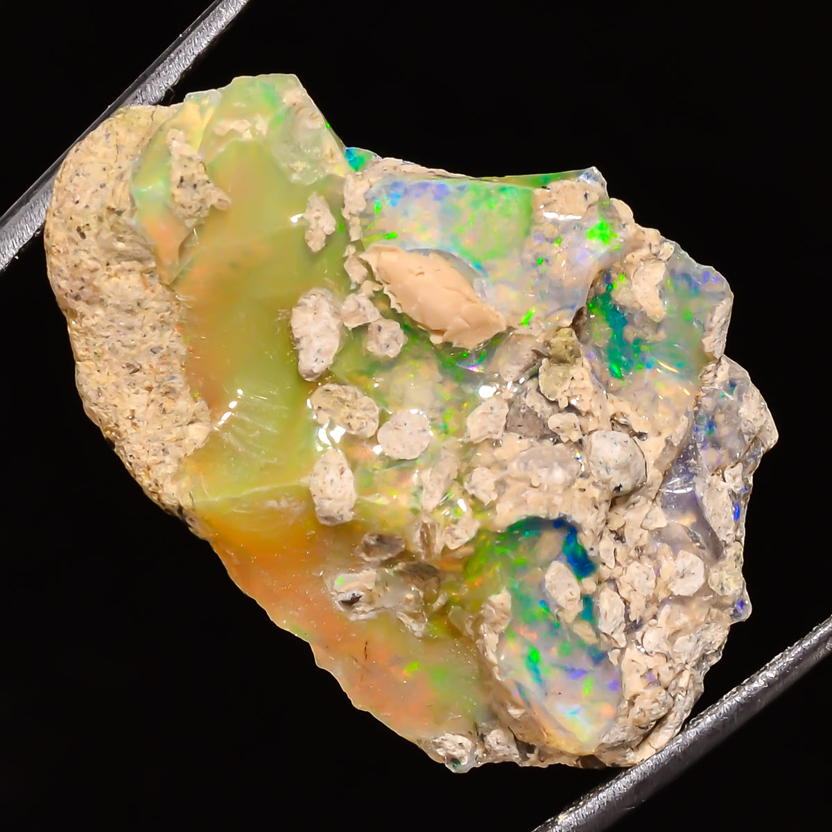 100% Natural Welo Fire Ethiopian Opal Rough Loose Gemstone 29X20X10 MM 20 Cts. Sunkarton