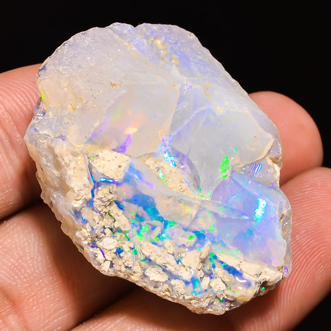 100% Natural Welo Fire Ethiopian Opal Rough Loose Gemstone 34X26X15 MM 63.5 Cts. Sunkarton