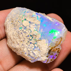 100% Natural Welo Fire Ethiopian Opal Rough Loose Gemstone 34X26X15 MM 63.5 Cts. Sunkarton