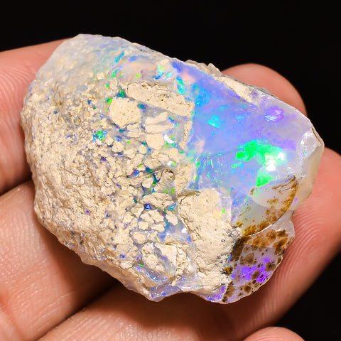 100% Natural Welo Fire Ethiopian Opal Rough Loose Gemstone 34X26X15 MM 63.5 Cts. Sunkarton