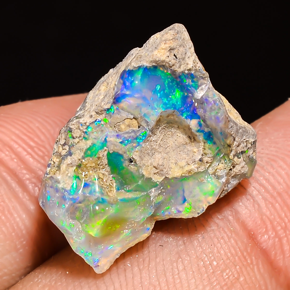 100% Natural Welo Fire Ethiopian Opal Rough Loose Gemstone 20X17X12 MM 14.5 Cts. Sunkarton