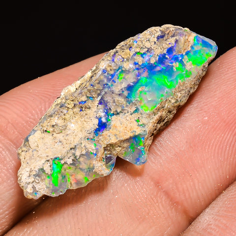 100% Natural Welo Fire Ethiopian Opal Rough Loose Gemstone 30X13X9 MM 13.5 Cts. Sunkarton