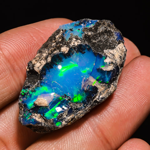 100% Natural Welo Fire Ethiopian Opal Rough Loose Gemstone  32X20X16 MM34.5 Cts. Sunkarton