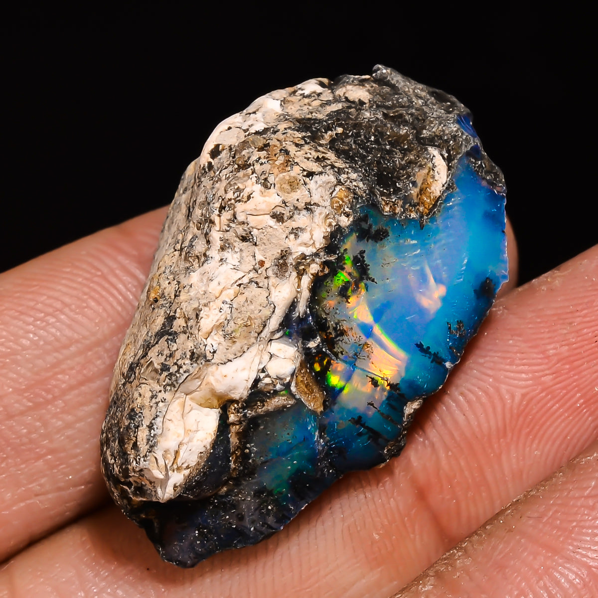 100% Natural Welo Fire Ethiopian Opal Rough Loose Gemstone  32X20X16 MM34.5 Cts. Sunkarton