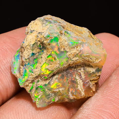 100% Natural Welo Fire Ethiopian Opal Rough Loose Gemstone 20X19X11 MM 20 Cts. Sunkarton
