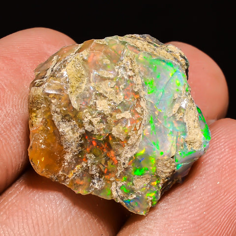 100% Natural Welo Fire Ethiopian Opal Rough Loose Gemstone 20X19X11 MM 20 Cts. Sunkarton