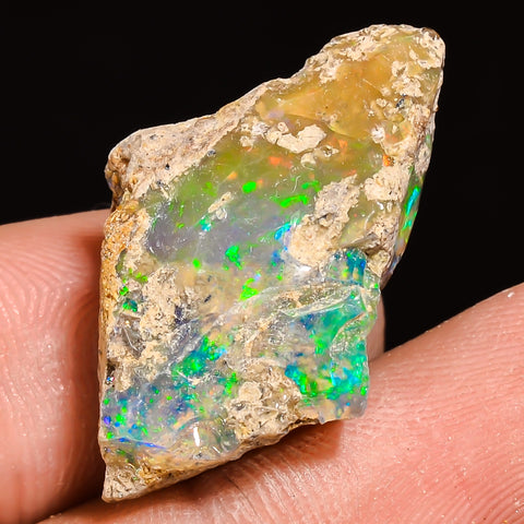 100% Natural Welo Fire Ethiopian Opal Rough Loose Gemstone 26X16X10 MM 16 Cts. Sunkarton