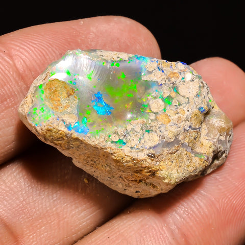 100% Natural Welo Fire Ethiopian Opal Rough Loose Gemstone 31X19X12 MM 30.5 Cts. Sunkarton