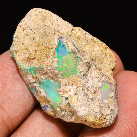 100% Natural Welo Fire Ethiopian Opal Rough Loose Gemstone 31X19X12 MM 30.5 Cts. Sunkarton