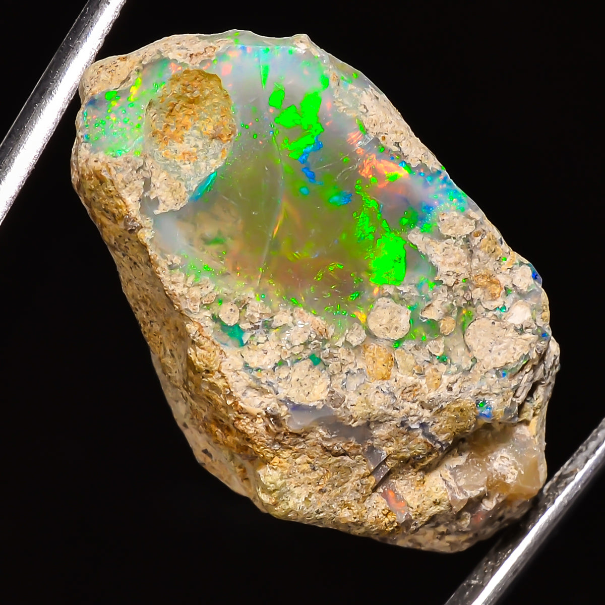 100% Natural Welo Fire Ethiopian Opal Rough Loose Gemstone 31X19X12 MM 30.5 Cts. Sunkarton