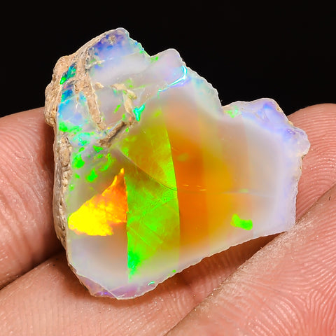 100% Natural Welo Fire Ethiopian Opal Rough Loose Gemstone 23X22X14 MM 26 Cts. Sunkarton