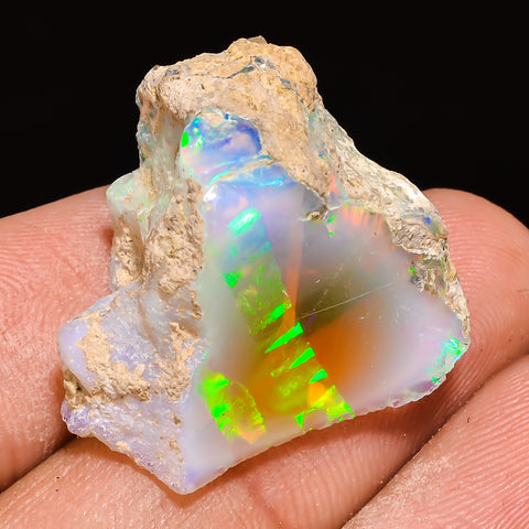 100% Natural Welo Fire Ethiopian Opal Rough Loose Gemstone 23X22X14 MM 26 Cts. Sunkarton