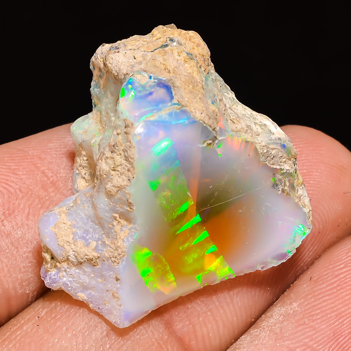 100% Natural Welo Fire Ethiopian Opal Rough Loose Gemstone 23X22X14 MM 26 Cts. Sunkarton