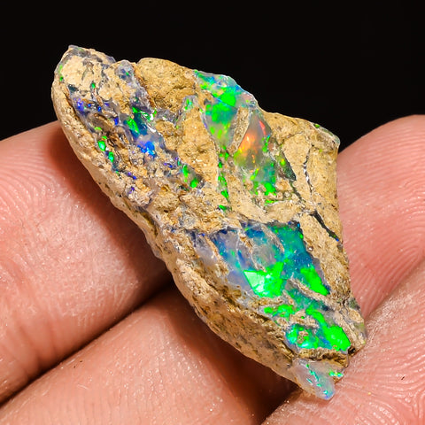 100% Natural Welo Fire Ethiopian Opal Rough Loose Gemstone 29X14X10 MM 14 Cts. Sunkarton