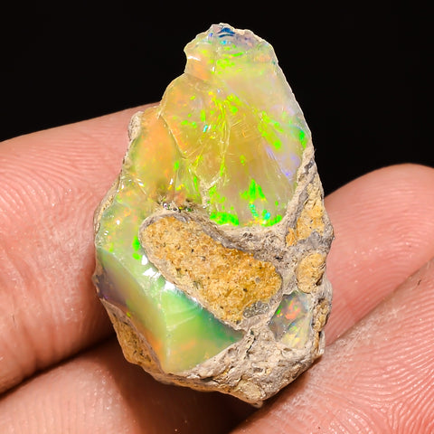100% Natural Welo Fire Ethiopian Opal Rough Loose Gemstone 25X18X12 MM 20 Cts. Sunkarton