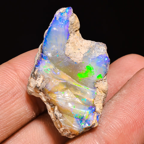 100% Natural Welo Fire Ethiopian Opal Rough Loose Gemstone 31X19X11 MM 26.5 Cts. Sunkarton