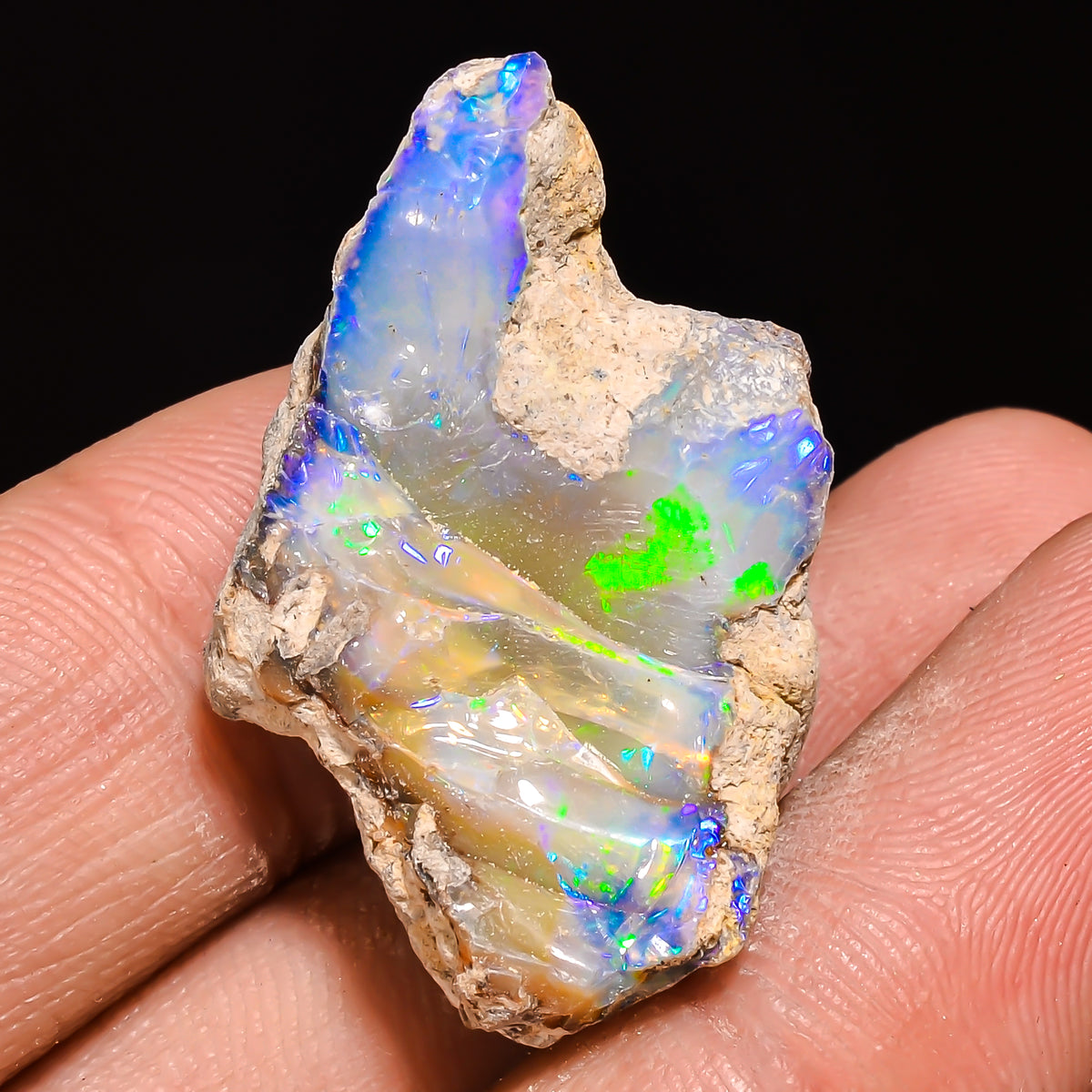 100% Natural Welo Fire Ethiopian Opal Rough Loose Gemstone 31X19X11 MM 26.5 Cts. Sunkarton
