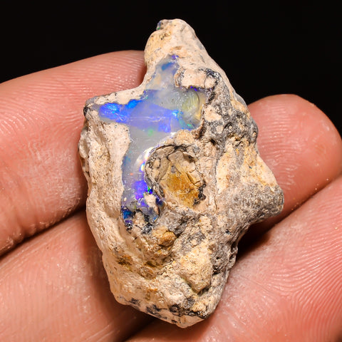 100% Natural Welo Fire Ethiopian Opal Rough Loose Gemstone 31X19X11 MM 26.5 Cts. Sunkarton