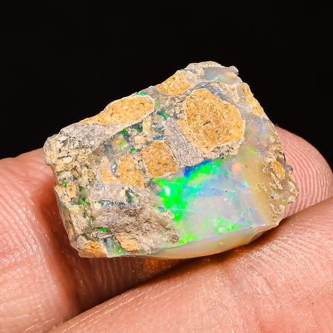 100% Natural Welo Fire Ethiopian Opal Rough Loose Gemstone 17X14X8 MM 12 Cts. Sunkarton