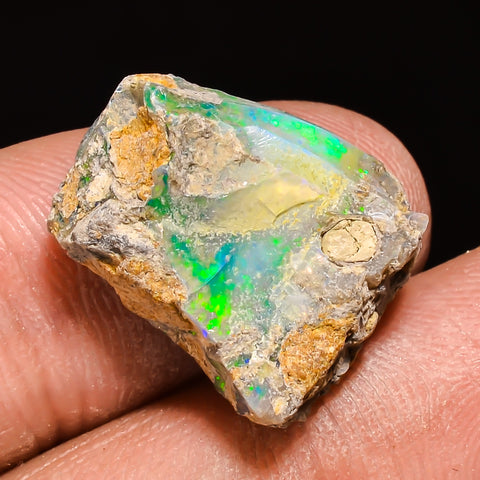 100% Natural Welo Fire Ethiopian Opal Rough Loose Gemstone 17X14X8 MM 12 Cts. Sunkarton