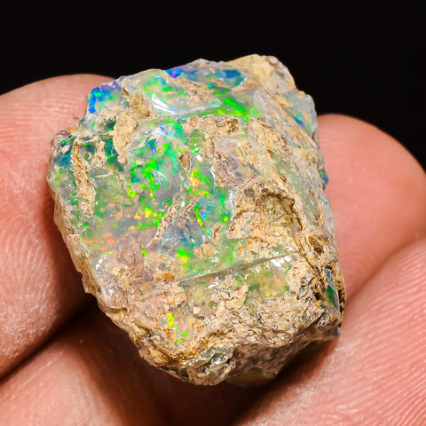 100% Natural Welo Fire Ethiopian Opal Rough Loose Gemstone 20X18X12 MM 21.5 Cts. Sunkarton