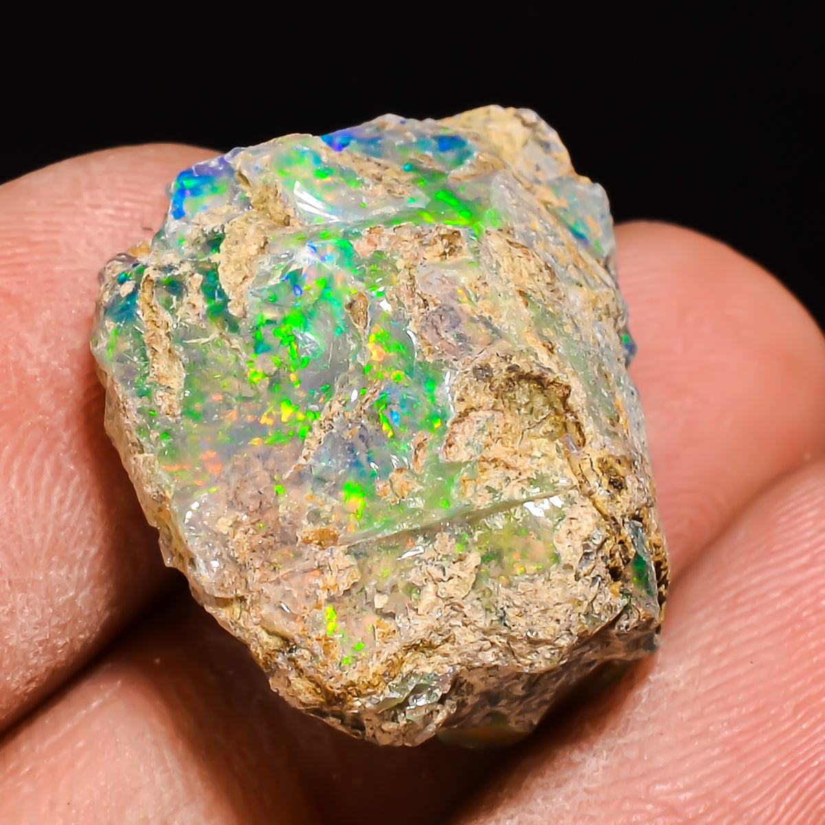 100% Natural Welo Fire Ethiopian Opal Rough Loose Gemstone 20X18X12 MM 21.5 Cts. Sunkarton