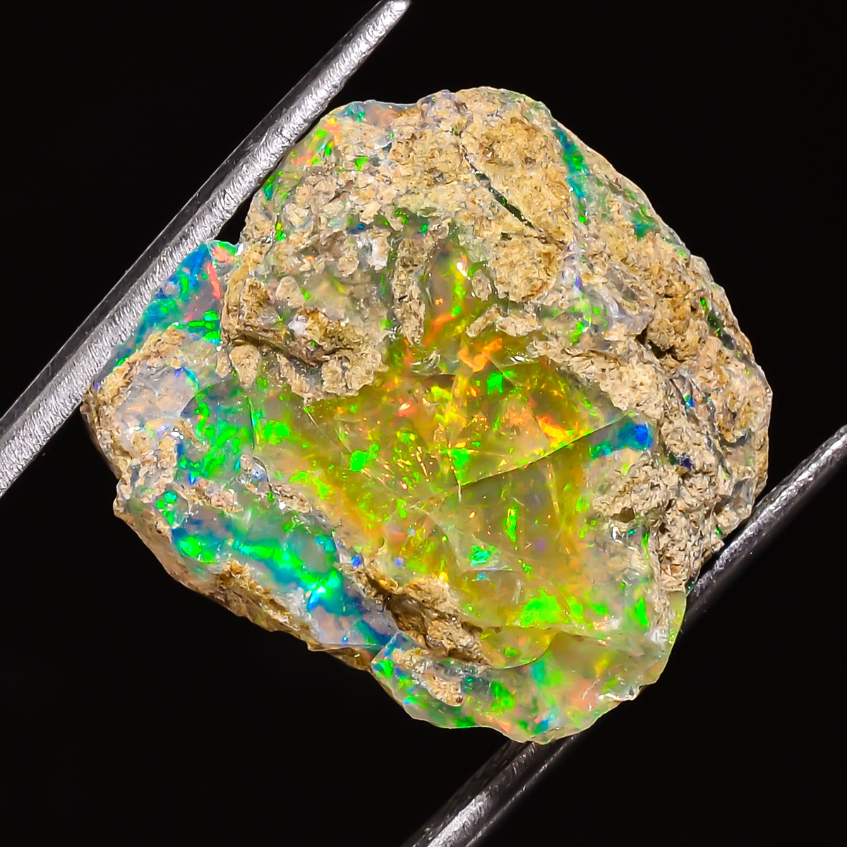 100% Natural Welo Fire Ethiopian Opal Rough Loose Gemstone 20X18X12 MM 21.5 Cts. Sunkarton