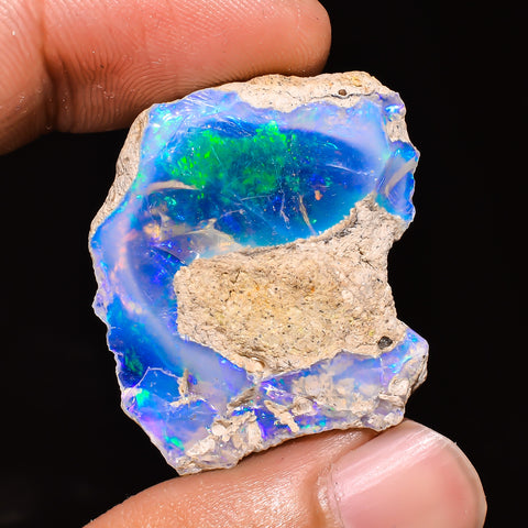 100% Natural Welo Fire Ethiopian Opal Rough Loose Gemstone 31X27X7 MM 30 Cts. Sunkarton