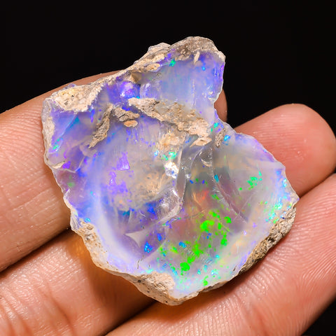 100% Natural Welo Fire Ethiopian Opal Rough Loose Gemstone 31X27X7 MM 30 Cts. Sunkarton